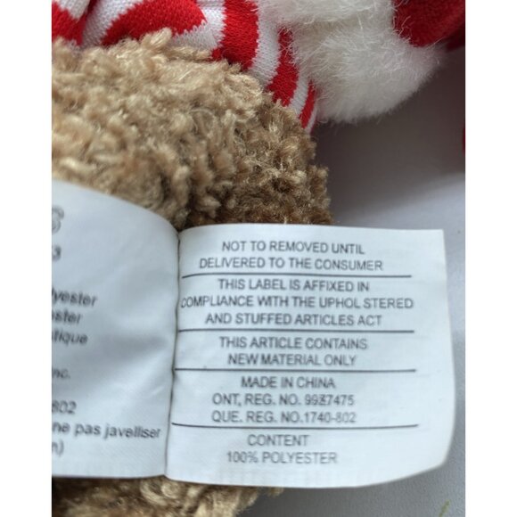 Sears Kringle Brown Bear Beanie Plush Red Santa Hat Striped Scarf Christmas 8 in - Picture 8 of 11